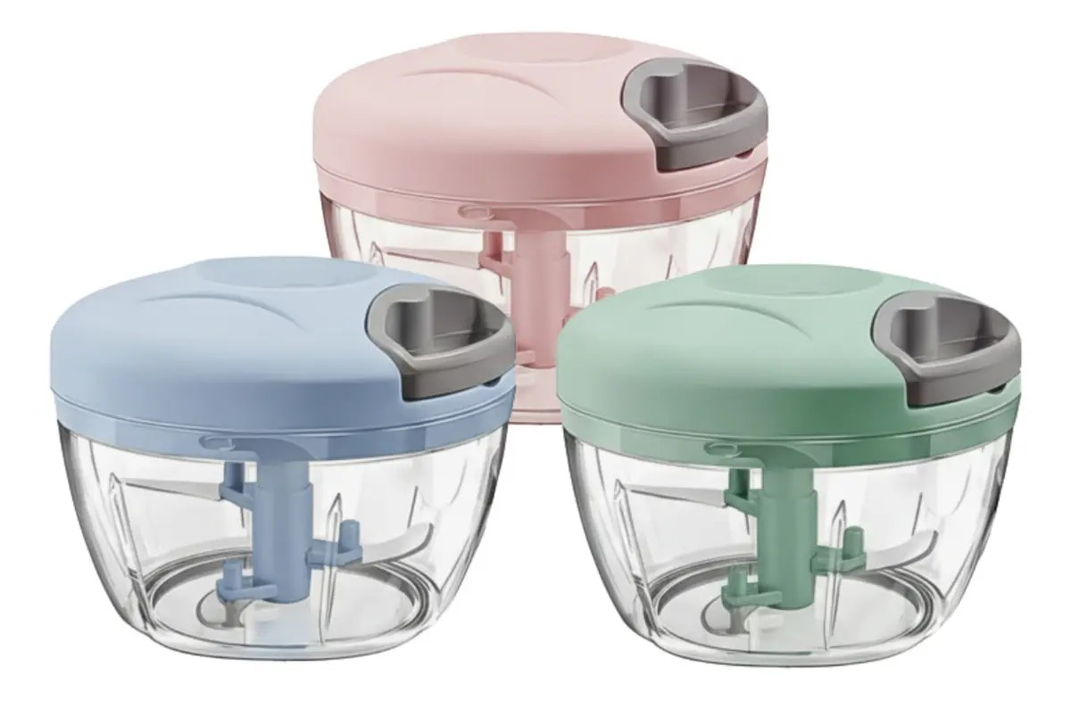 Mini Processador Manual Triturador Alimentos 500ml Corda Retrátil